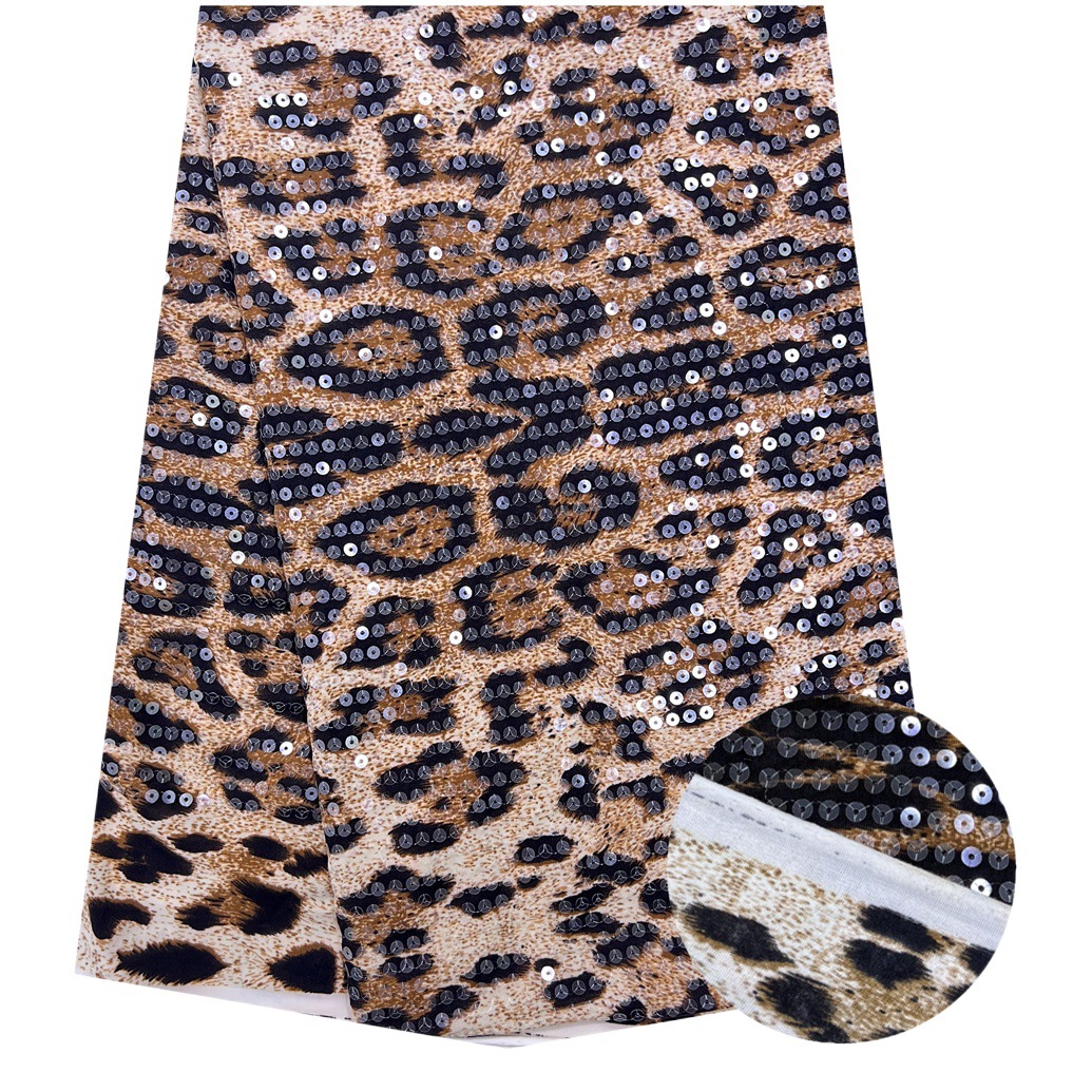 5Mm3Mm Knitted Leopard Print Transparent Sequin Fabric Export Cross-Border Tablecloth Clothing Accessories Sequin Embroidery Cloth