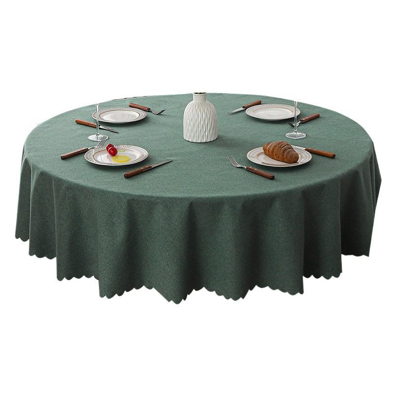 Ins Style Light Luxury Cotton and Linen Tablecloth Waterproof Oil-proof Non-washable Dining Tablecloth Hotel Restaurant Non-slip Round Tablecloth Wholesale