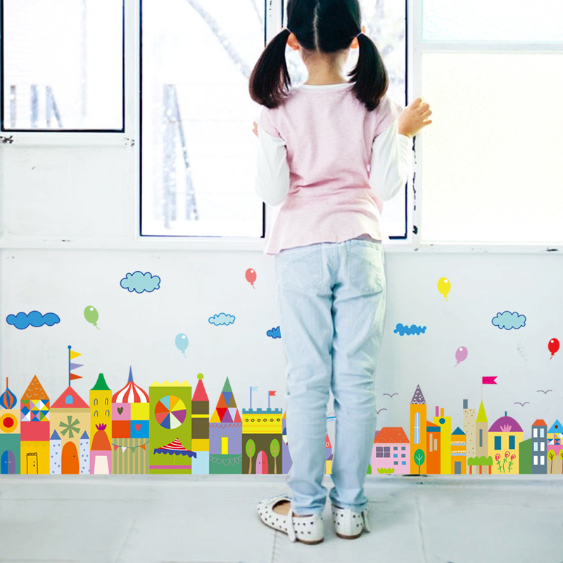 SK7069 Zhonglan Factory Wholesale New Colorful Cabin Kidsren's Room Bedroom Decoration Removable Waterproof Wall Sticker
