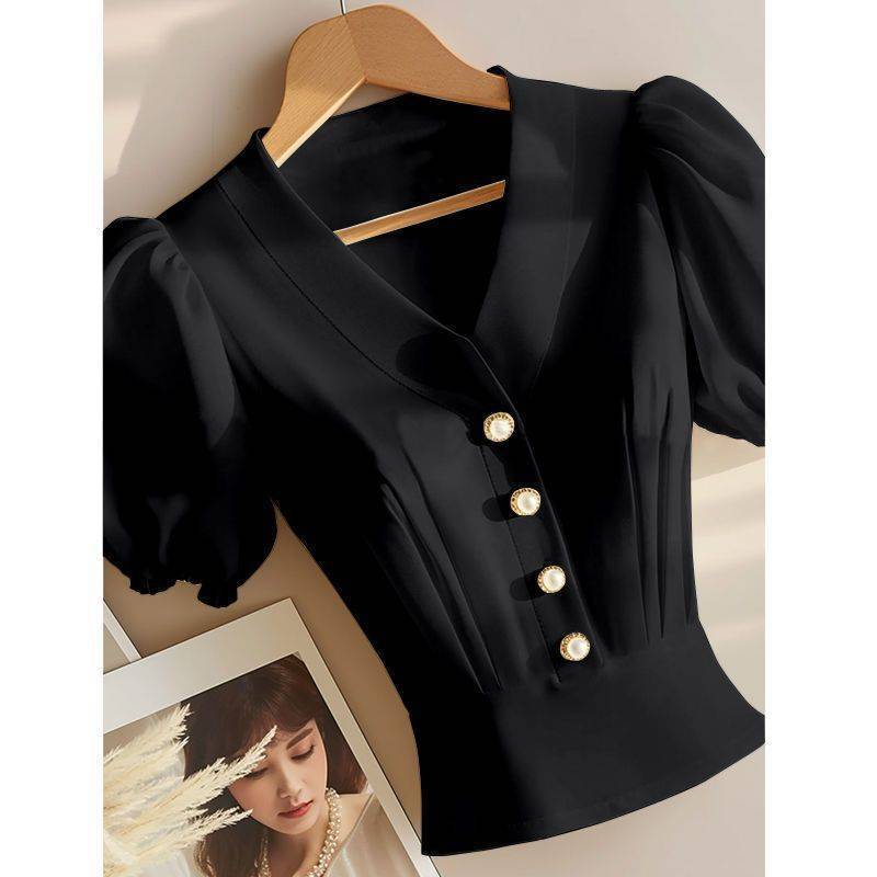 Picture of 2025 Spring New Fashion Korean Style Blue Collar Shirt Lightweight and Elegant Commuting Wear