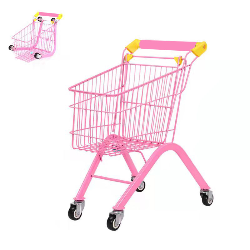 Picture of Children's shopping cart baby toy snack cart supermarket small iron cart play house hand push storage cart can be sent on behalf
