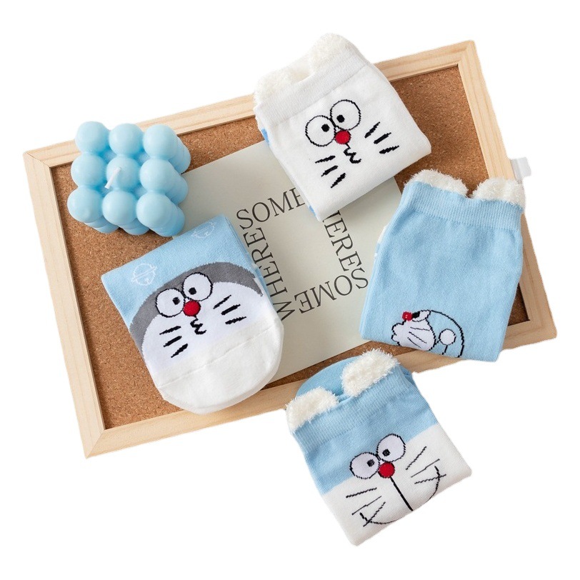 Japanese-Style Cartoon Socks for Women, Cute Feather Yarn Three-Dimensional Ear Women's Boat Socks, Women's Low-Cut Socks, Student Socks