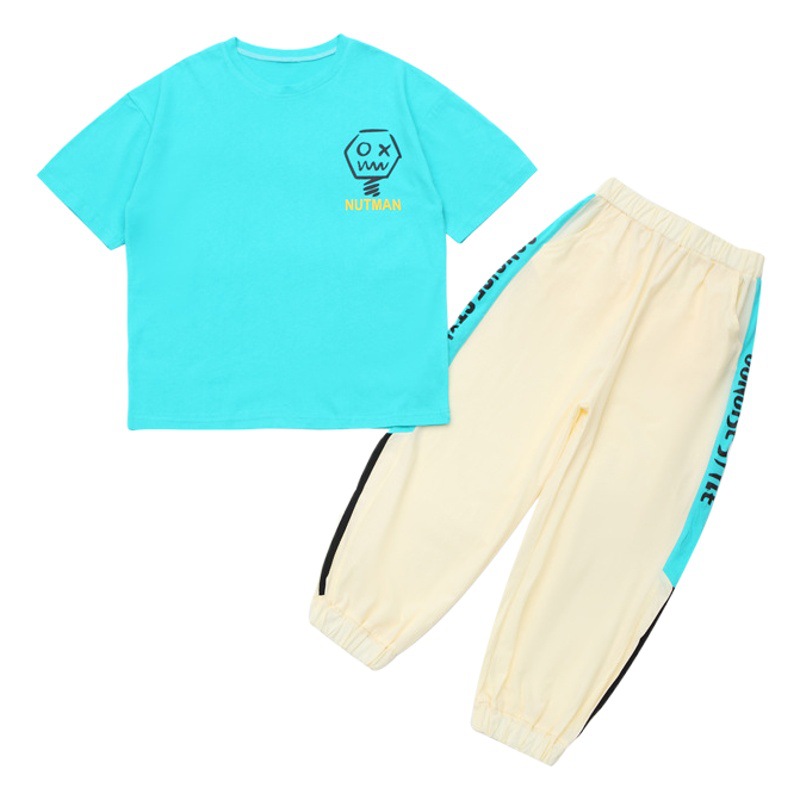 Boys' Summer Clothing suit Fashionable 2025 New Style Middle and Large Children's Handsome Boys Summer Short-sleeved Sportswear Fried Street Fashion Brand