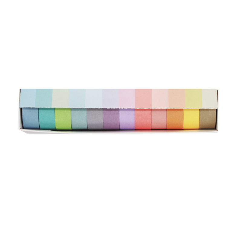 Picture of Wheat youth macaroon and paper tape solid color DIY decorative stickers 3 boxed 12 color hand account tape material