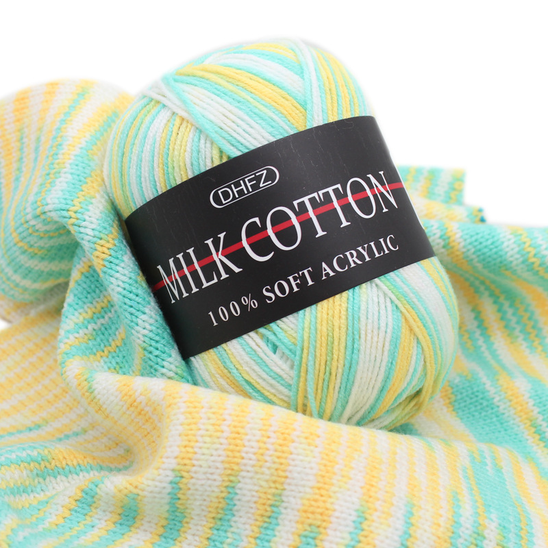 Factory wholesale 3 strands of milk cotton thread fancy segment dyed wool baby thread gradient color wool soft baby cotton thread