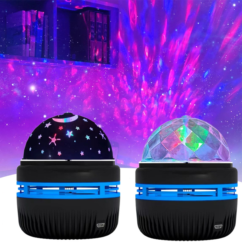 Cross-Border Colorful Rotating Crystal Magic Ball Stars Moon Starry Sky Projection Lamp USB Car Atmosphere Stage Night Light