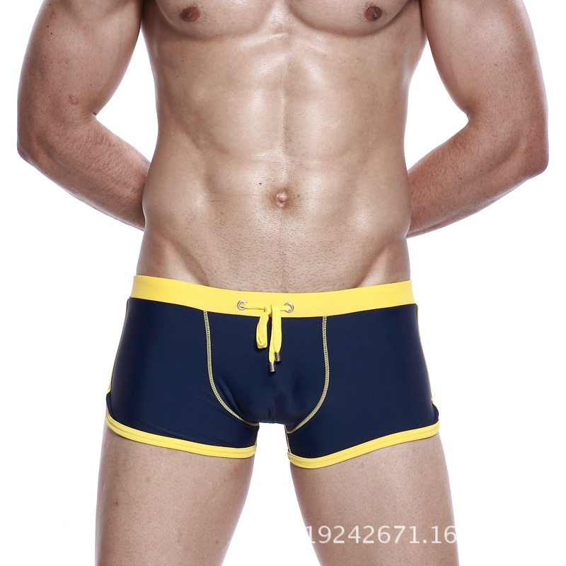 Picture of Color matching large collection yellow spell dark blue fashion swimming trunks seobean hibin swimming trunks wholesale seaside swimming trunks