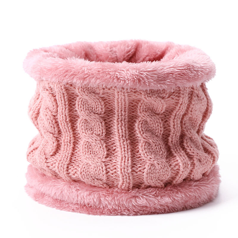 Picture of Winter Children's Neck Hat Two-Piece Pompom Baby Baby Knitted Hat Warm Wool Fleece-Lined Thickened Neck Set