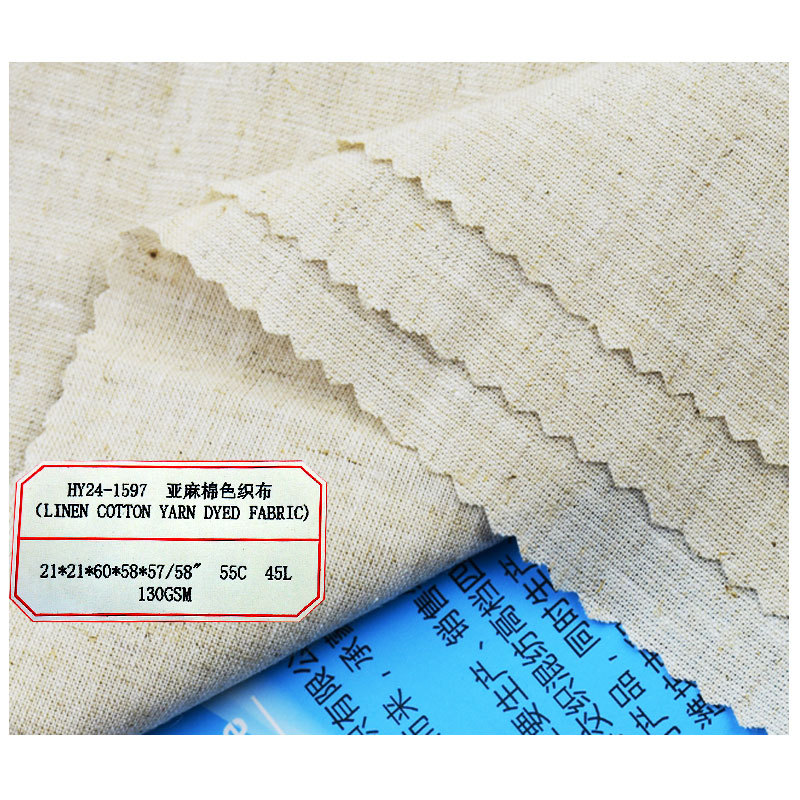 Cotton Linen Yarn-Dyed Fabric Woven Stripess Plain Yarn-Dyed Fabric Summer Cotton Linen Shirt Dress Fabric