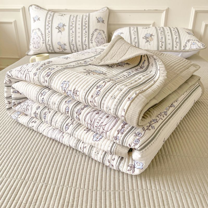 Picture of Mother and Baby Grade a Pure Cotton Bed Cover Three-Piece Set for Naked Sleeping Washed Cotton Cartoon Small Fresh Student Cotton Bed Bed Sheets Bed Cover