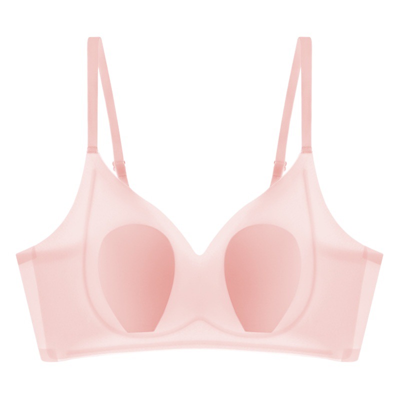 Summer ultra-thin cool seamless underwear rabbit ear cup big chest small bra jelly strip soft support bra bra