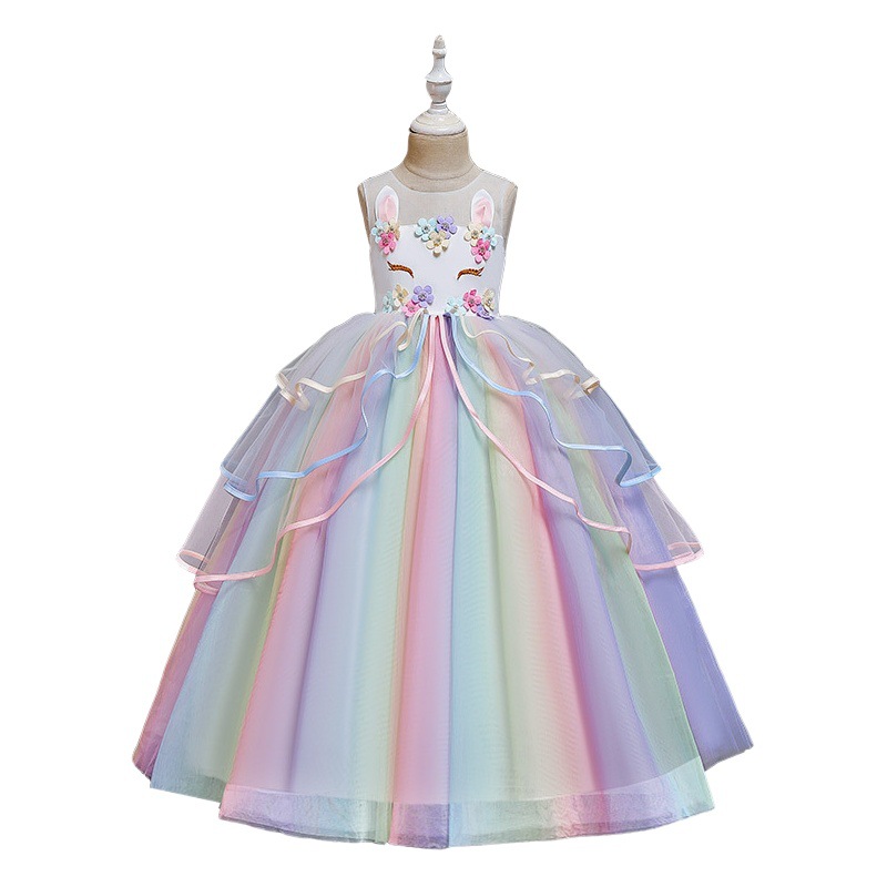 New Children's Dress Dress Girl Princess Dress Puffy Yarn Dress Unicorn Mesh Children's Clothing Amazon Wholesale
