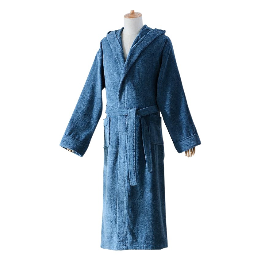 Hotel cotton bathrobe winter cotton hooded couples nightgown thickened extended version of the absorbent B & B bathrobe wholesale