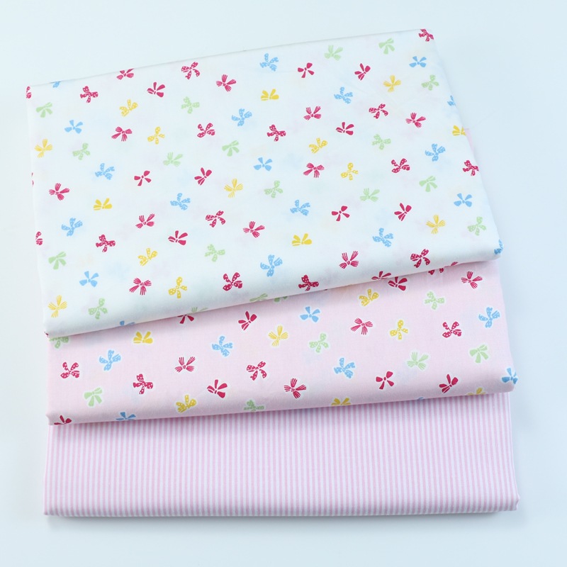 Pink princess bow cotton fabric girls' bedroom sheets and quilt cover nightdress cotton twill print fabric