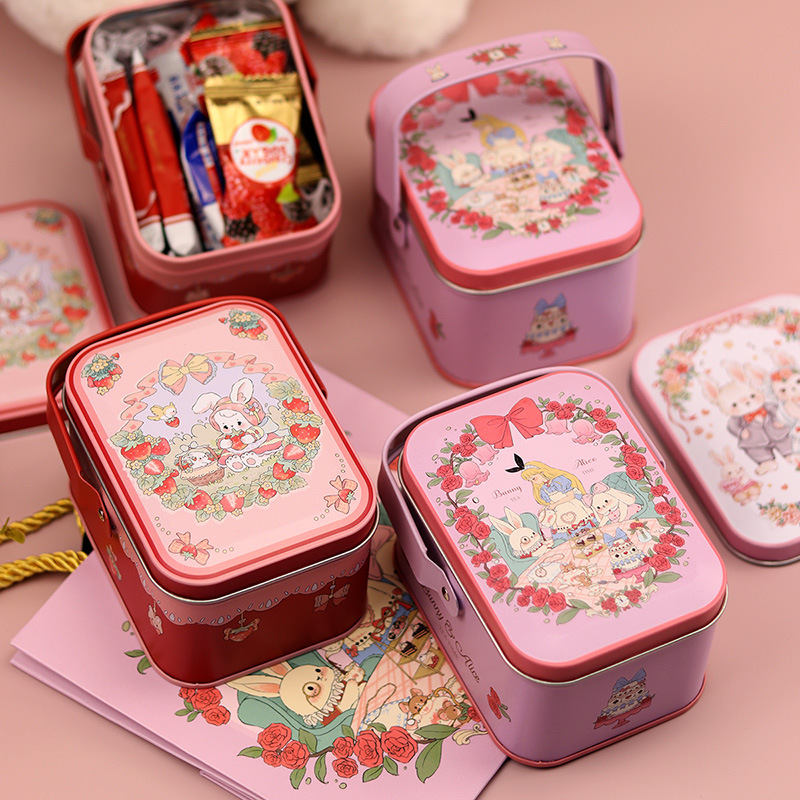 Portable tinplate box candy box hand gift birthday gift packaging can hold cigarettes white rabbit toffee gift alien