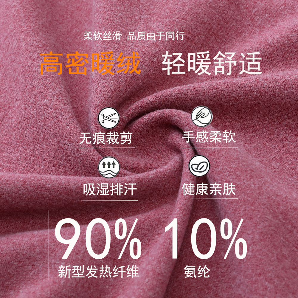 Picture of Middle-aged and elderly thermal underwear women's semi-high collar mother's pajamas bottoming shirt autumn clothes long pants for the elderly suit men