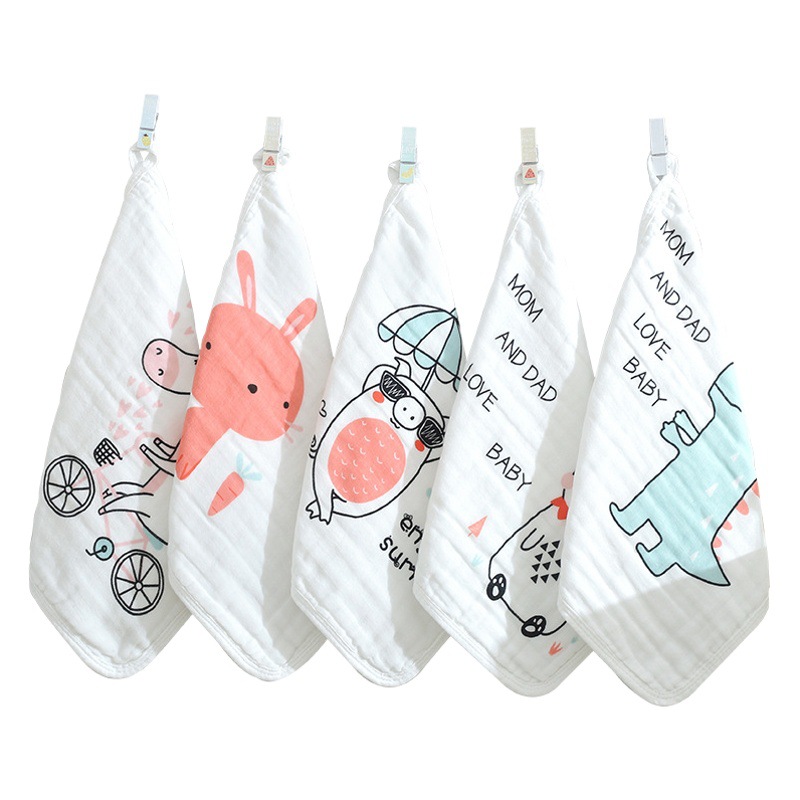 Set single flower six-layer high density cotton gauze wash towel baby towel hook small square towel a generation of hair