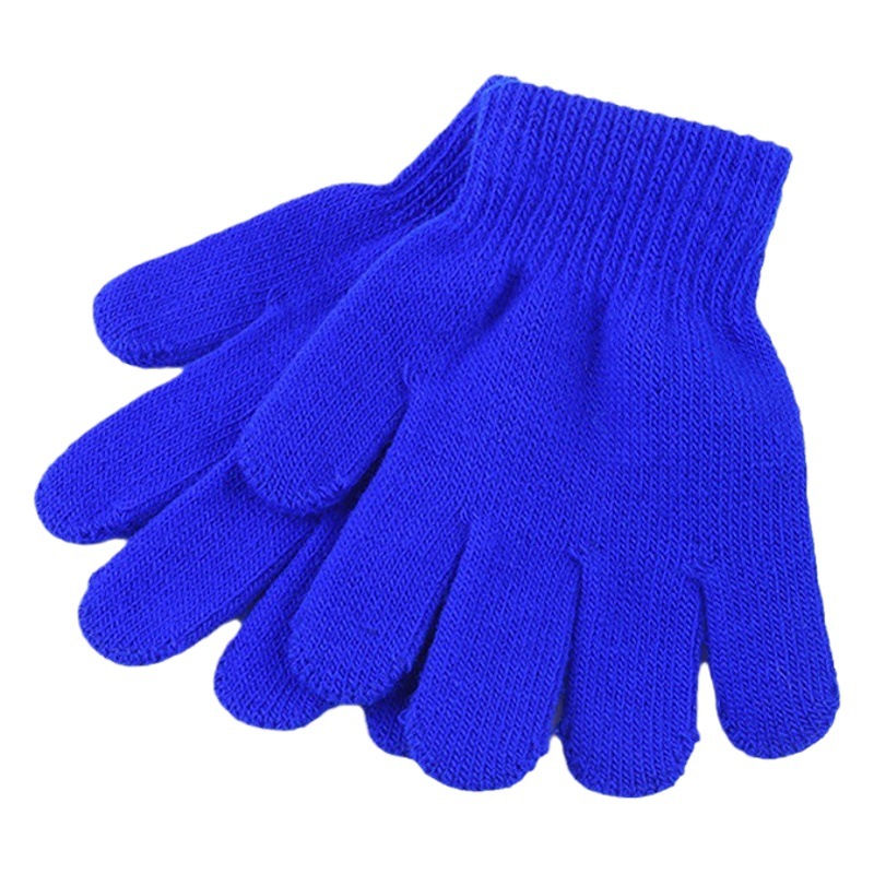 Autumn and Winter Warm Knitted Acrylic Creative Pure Color Magic Gloves Kidsren's Student Gloves Factory Direct Sales Optional Logo