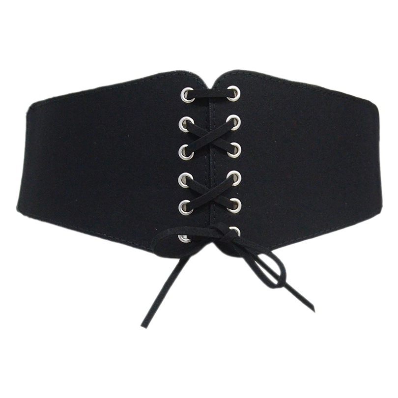 Cross-border women's casual wide belt bow lace-up decorative elastic band waist seal autumn and winter coat