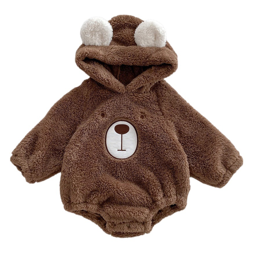 Baby Autumn and Winter Warm Jumpsuits for Kidsren, Boys and Girls, Cute Bear Hooded Clothes, Newborn Clothes