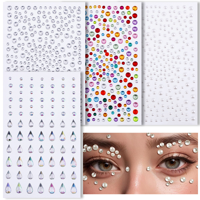 Picture of Cross-Border Popular Combination Baby's Breath 325 Pieces 3.4.5.6mm Self-Matched 4 Face Diamond Stickers Makeup
