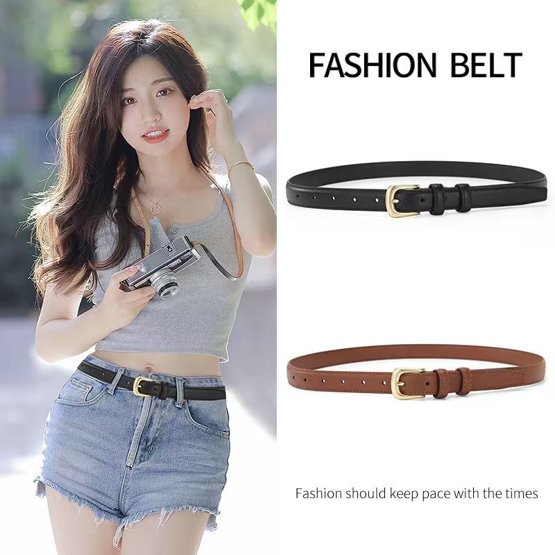 Women's Belt Women's Practical Jeans All-match Casual Decorative Elegant Soft Belt Genuine Leather Thin Cowhide Belt Women's