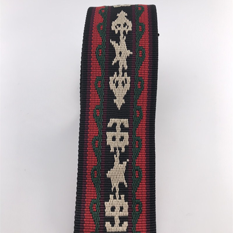 3.8CM Ethnic Style Polyester Jacquard Ribbon Black Red Blue 5cm Polyester Jacquard Hollow Ribbon