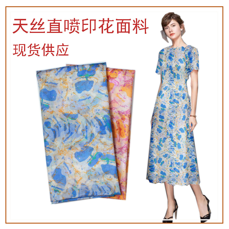 Tencel Nylon Digital Direct Jet Printed Fabric Women's Small Shirt Fashion Skirt New Cloth dress Fabric