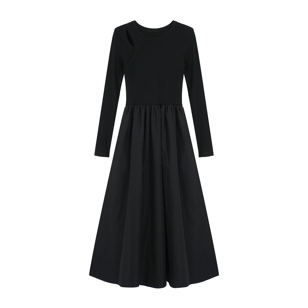 Picture of Hepburn Style Fall/Winter 2023 New Style Hepburn Style Hollow-out Long-sleeved dress Women's Elegant Slim-fit Slimming Base Dress
