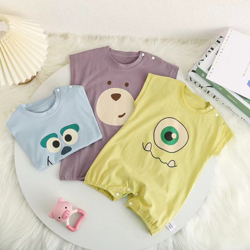 ins style baby Summer sheath thin cartoon trendy half sleeve romper for men and women full moon newborn summer clothes