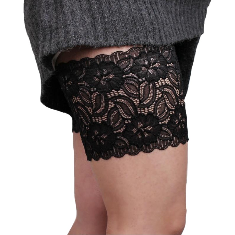 European and American Silicone Anti-Slip Lace Leg Sleeves with Elastic Floral Lace, Thigh Anti-Chafing Leg Covers, Breathable Mesh