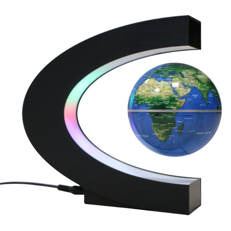 New and Unique Home Furnishings Magnetic Levitation Globe C-Shaped 3inch Gold English Ball Business Gift