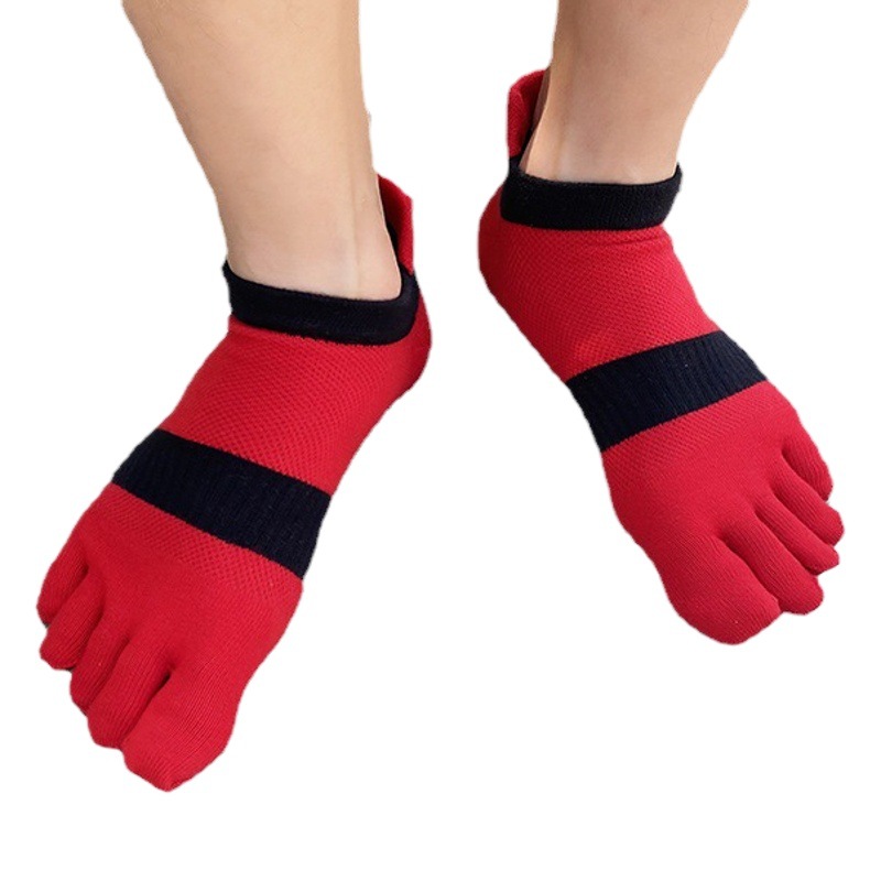 Five-finger socks men's thick short tube five-toe socks cotton socks net silver breathable with five-finger comfort manufacturers wholesale