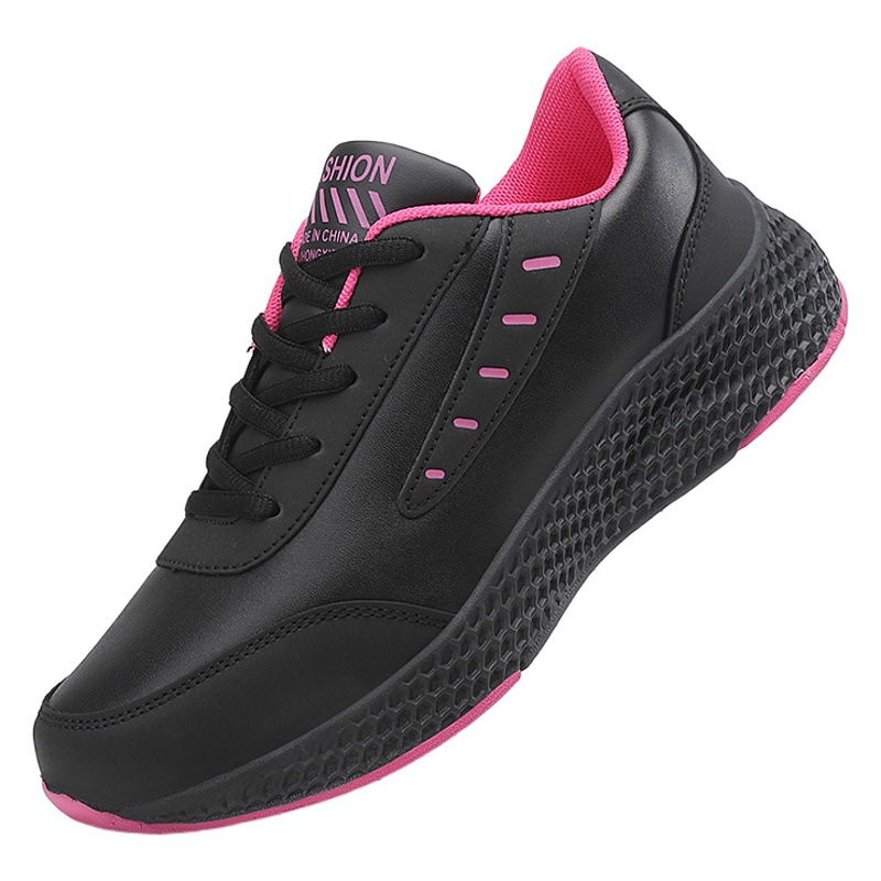 2023 Autumn New Leather Large Size Women's Shoes Casual Sports Shoes Round Toe Flat Heel Fashion Casual Women's Shoes Running Shoes