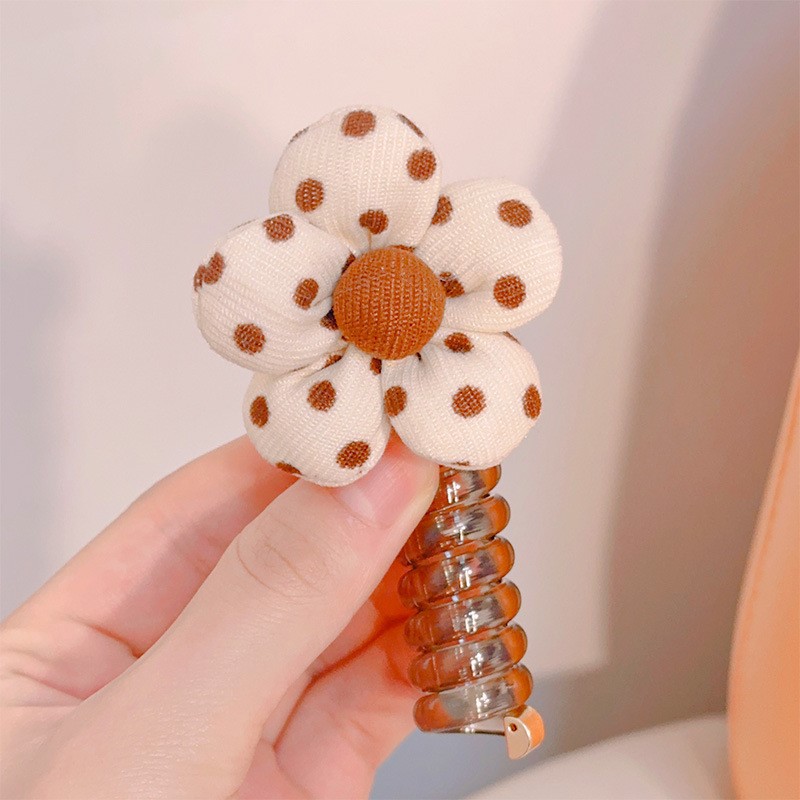 Picture of Children's coil telephone line hair band female high ponytail does not hurt hair hair rope high elastic durable rubber band Braid artifact