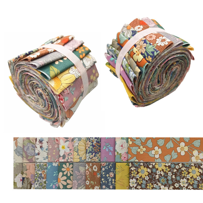 New DIY Multi-Color Pure Cotton Fabric Jelly Roll Pure Cotton Small Clear Floral Long Strip Quilted Splicing Craft Fabric