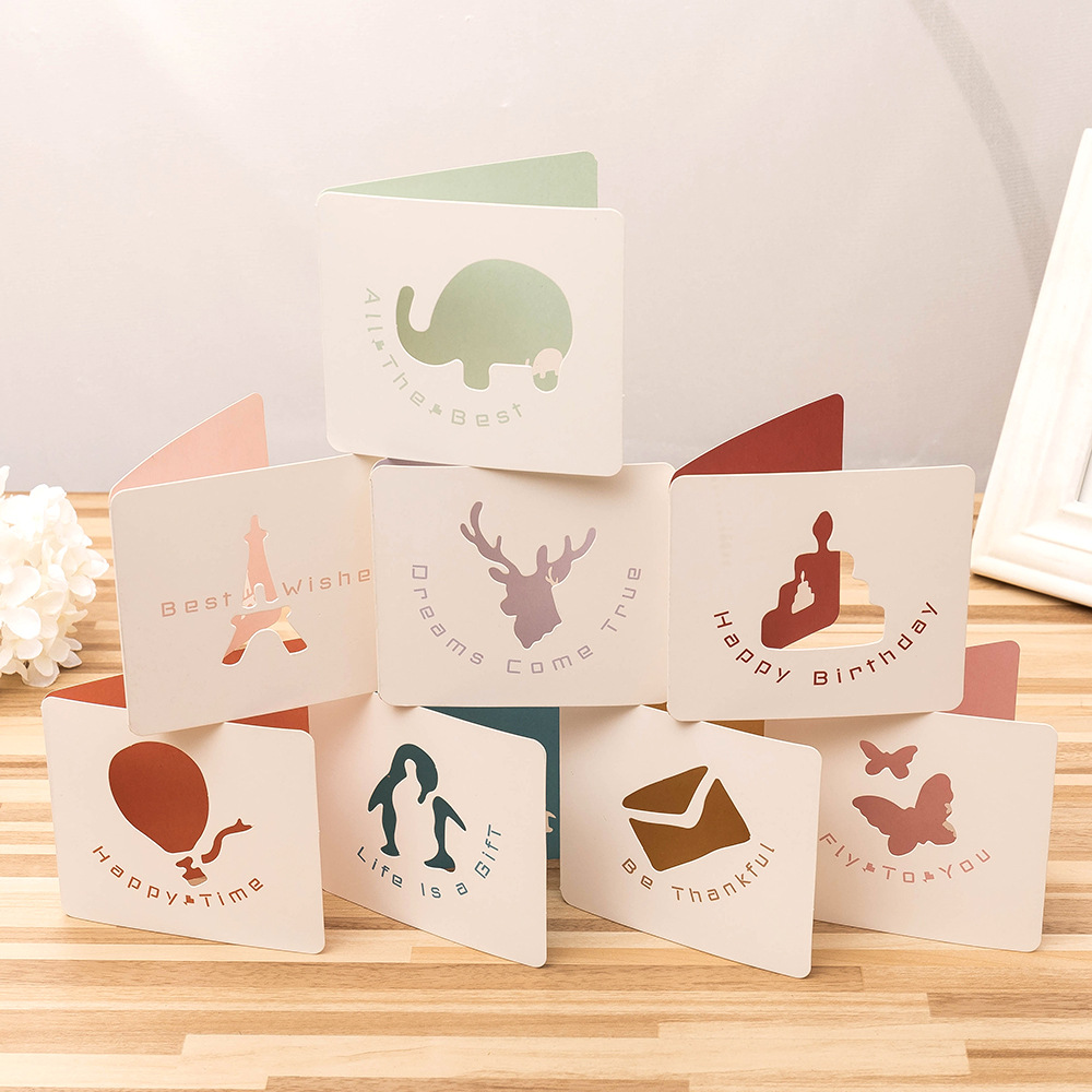 Picture of Cross-border hollow small fresh business simple greeting card birthday gift flower shop after-sales card activity message creative card