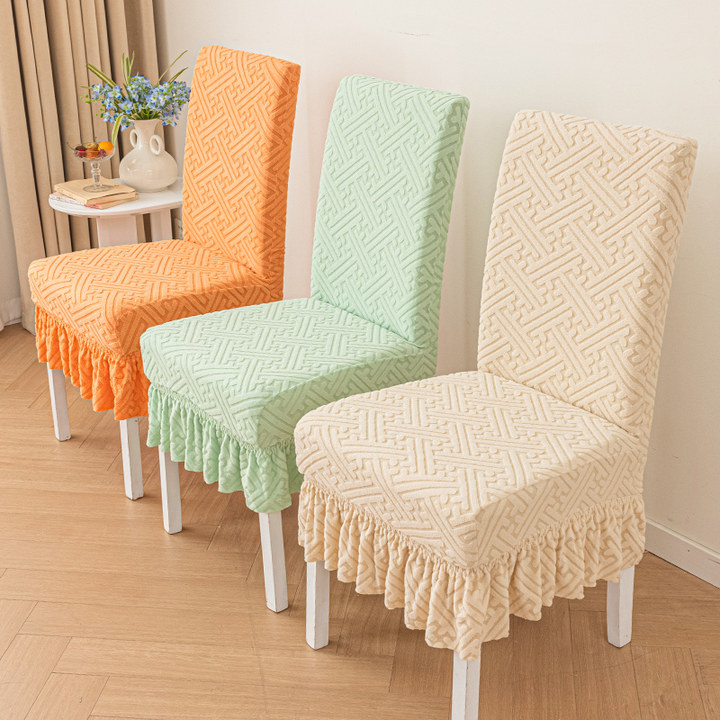 Thickened Chair Cover Straight Back Dining Chair Cover Elastic All-in-one Table Chair Cover Jacquard Chair Cover All Seasons Universal