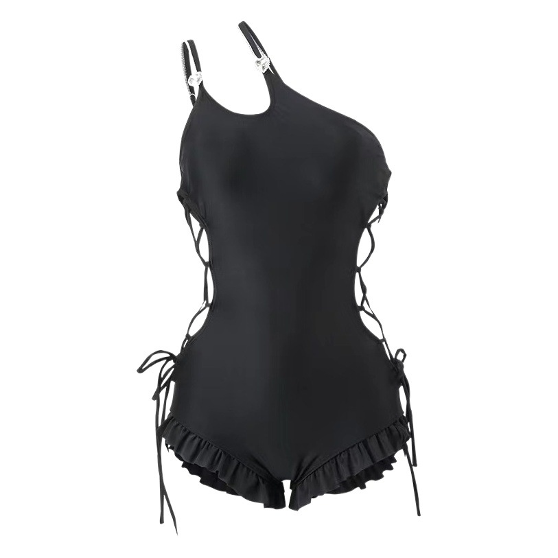 New Style Pure Desire Internet Celebrity ins Korean Style Chanel Style Diamond Buckle Slanted Shoulder Belly-Covering Slimming Hot Spring Swimsuit for Women