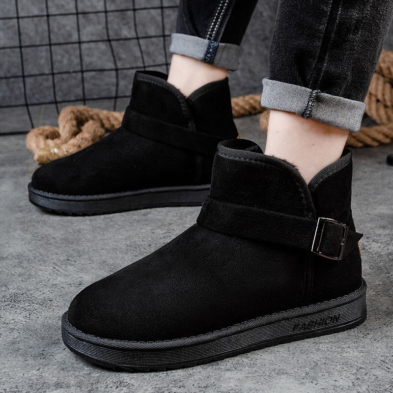 Thick bottom snow boots women 2024 new autumn and winter short tube snow cotton fleece-lined thick outer wear northeast warm cotton shoes