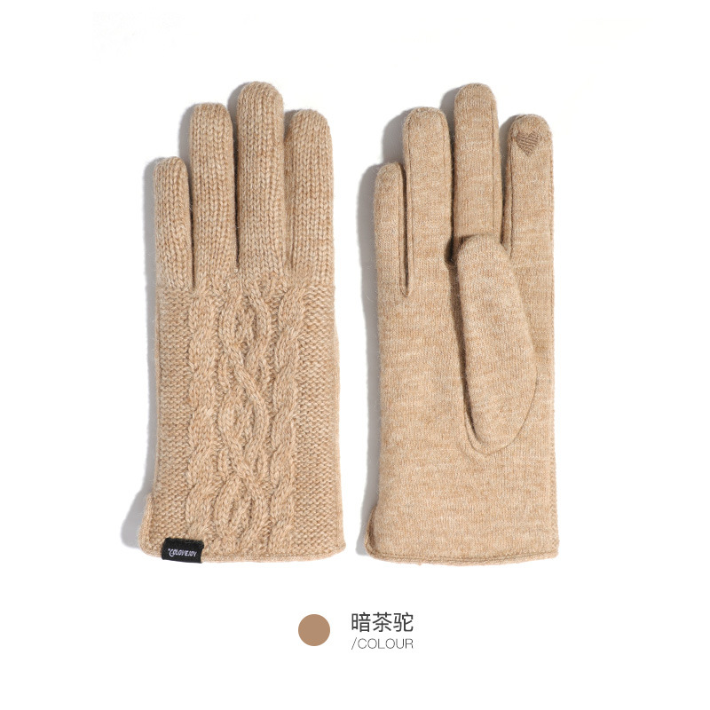 Picture of Women's Cashmere Warm Gloves Winter Outdoor Cold-resistant Knitted Wool Gloves fleece-lined Thickened Touch Screen Gloves DY27