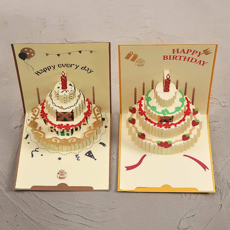 Picture of Cross-Border Stereo Birthday Greeting Card with Light Music 3D Greeting Card Ins Style Stereo Happy Birthday Greeting Card Manufacturer Wholesale
