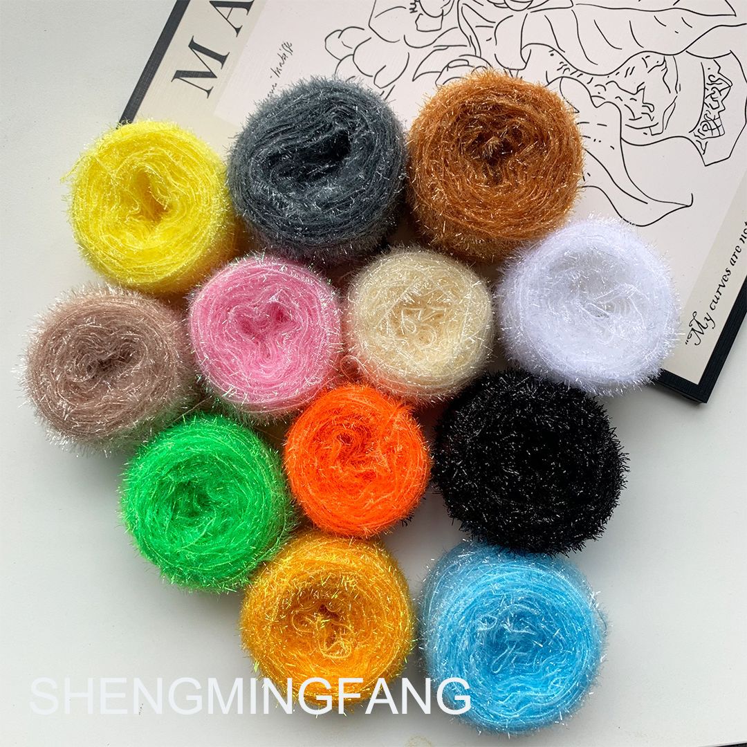 Factory Direct Sales Handmade DIY Doll Crochet Bag Accessories Acrylic Dishcloth Shiny Silk Polyester Yarn Weaving