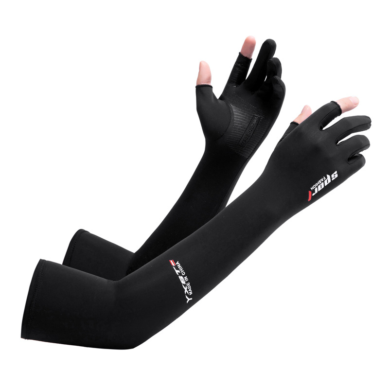 Picture of Sun Protection Gloves Men's Summer Fingerless Thin Ice Silk Driving Long Fishing Takeaway Half Finger Women's Summer Cycling