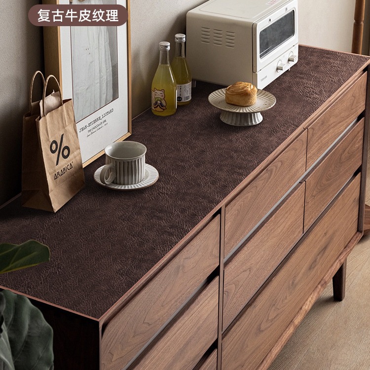 Factory Retro Cowhide Sideboard Table Mat Light Luxury Advanced TV Cabinet Mat Waterproof Oil-proof Disposable Tablecloth