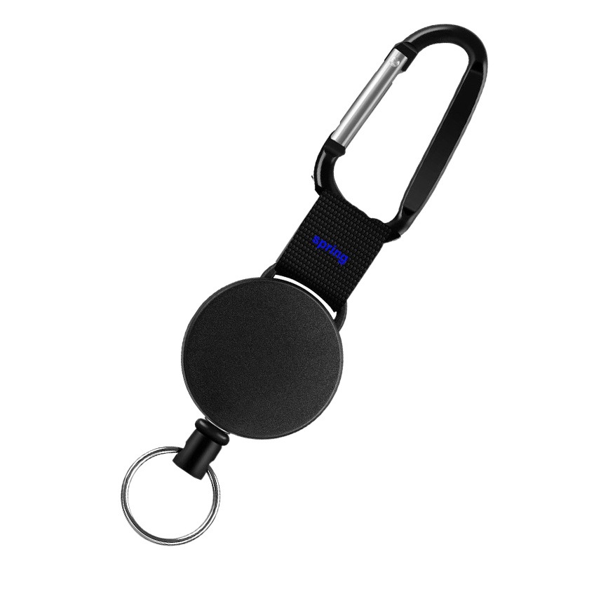 High Elasticity No. 6 Carabiner Webbing 1.0 Steel Wire Telescopic Keychain Anti-Lost and Anti-Theft Easy-Pull Buckle