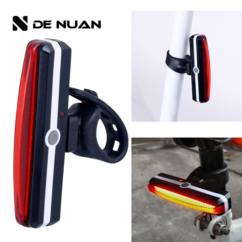 Mountain Bike Tail Light Night Riding Equipment Cross-Border USB Charging Red and Blue Dimming Led Warning Light Night Riding Equipment