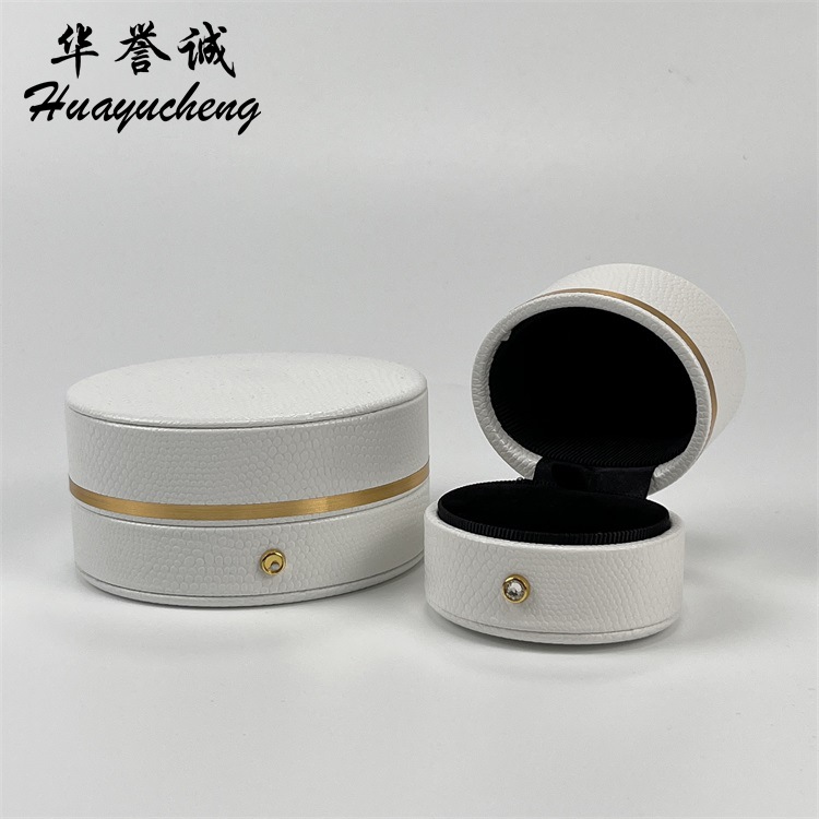 Outer PU leather inner flannel jewelry box source manufacturers round jewelry box high sense source factory pendant ring box