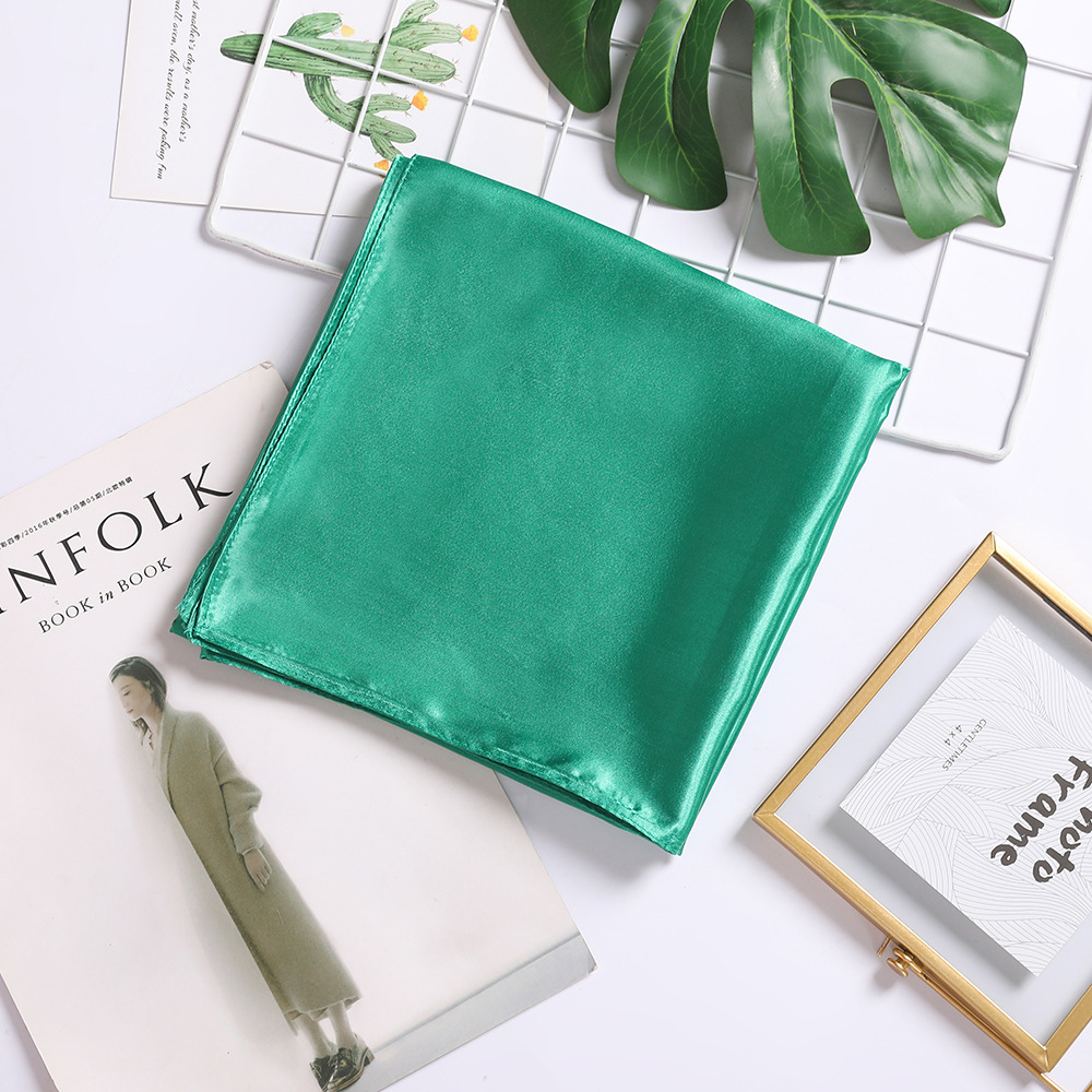 Picture of Solid Color Silk Scarf 90cm Satin Satin Large Square Scarf Women's Candy Color Printed Silk Scarf Scarf Wedding Accompanying Ceremony