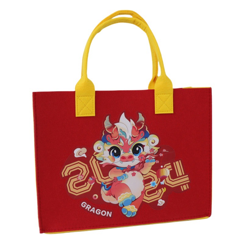 2025 Creative Felt Bag Peace, Happy and Longevity Wedding Souvenir Felt Gift Bag Spot Wholesale